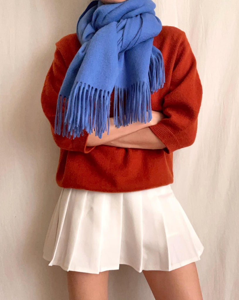Lambswool scarf -Cerulean Blue