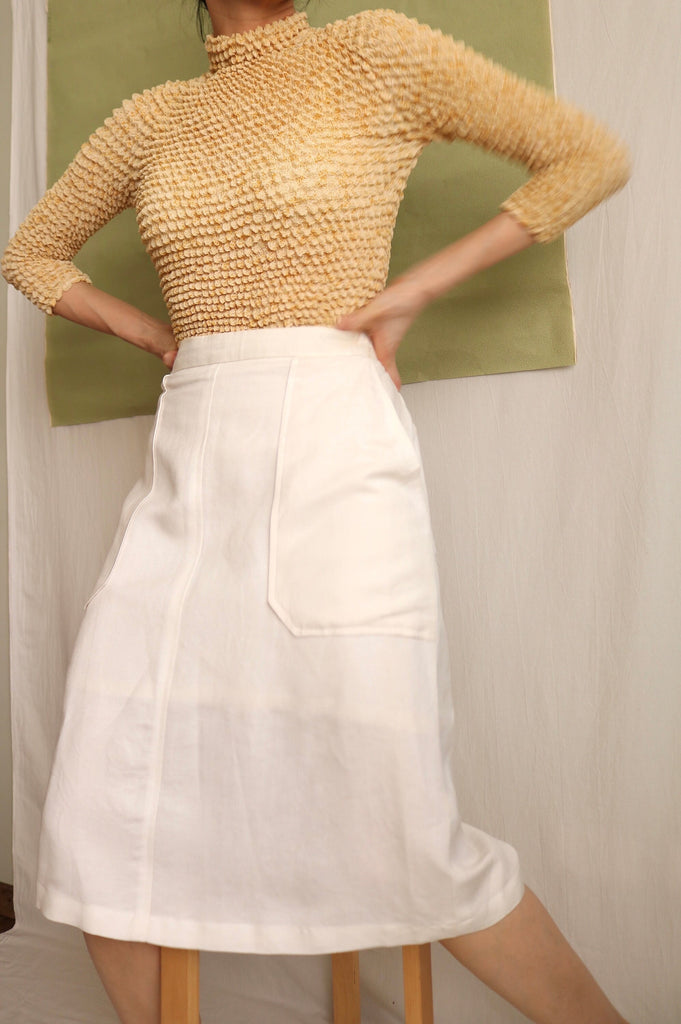 Vintage crinkle pleated top -XS