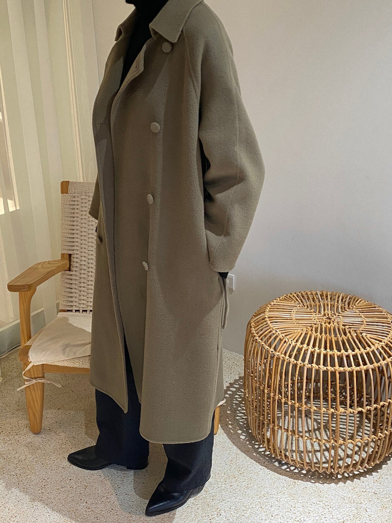 Mischa Coat -khaki olive/midi length