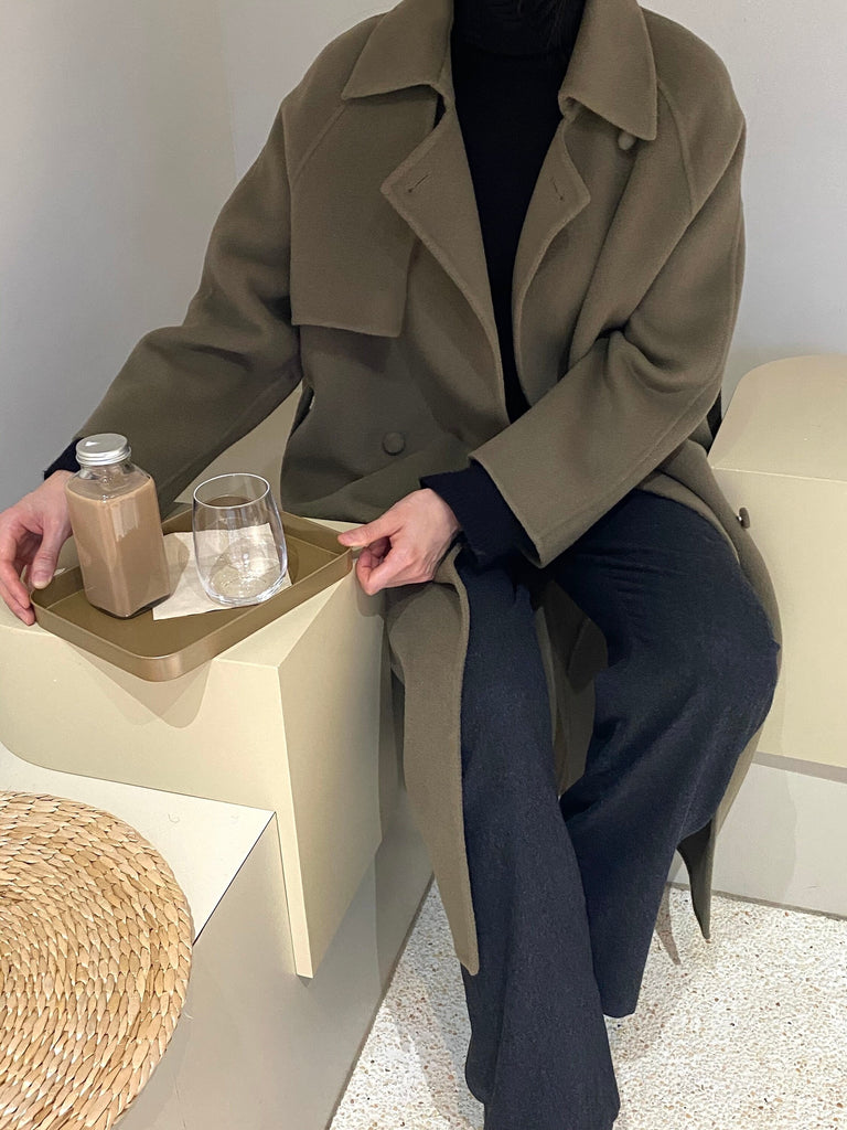 Mischa Coat -khaki olive/midi length