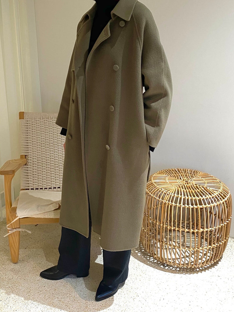 Mischa Coat -khaki olive/midi length