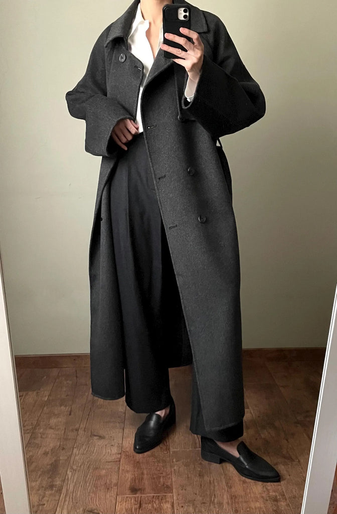 Mischa Coat -Heather charcoal/ maxi length