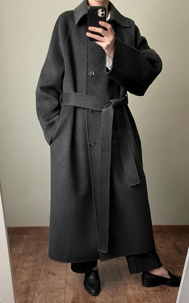Mischa Coat -Heather charcoal/ maxi length