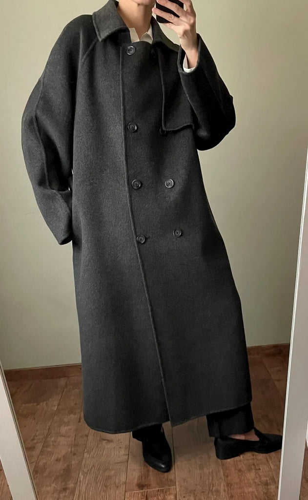 Mischa Coat -Heather charcoal/ maxi length