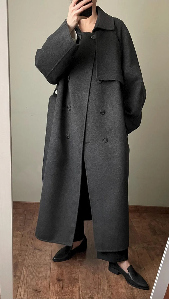 Mischa Coat -Heather charcoal/ maxi length