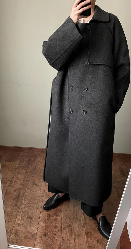 Mischa Coat -Heather charcoal/ maxi length