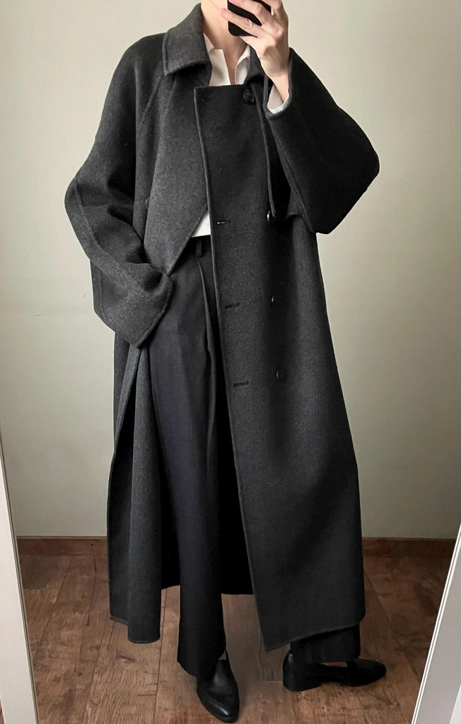 Mischa Coat -Heather charcoal/ maxi length