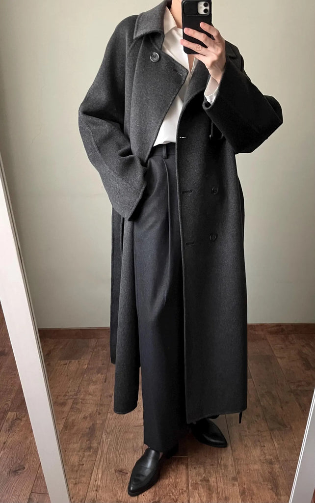 Mischa Coat -Heather charcoal/ maxi length