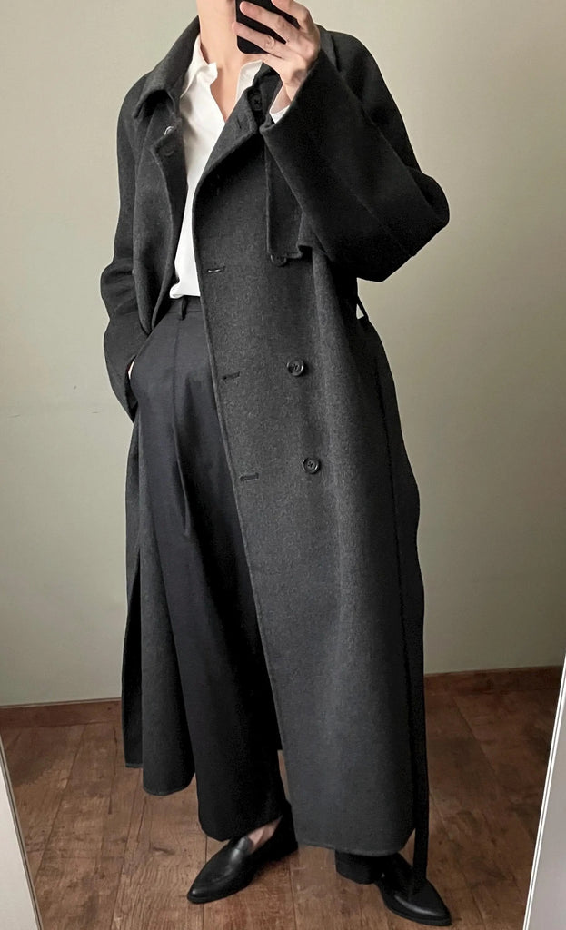Mischa Coat -Heather charcoal/ maxi length