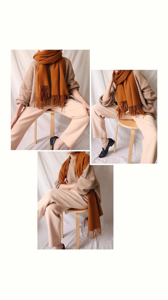 Lambswool scarf -cognac