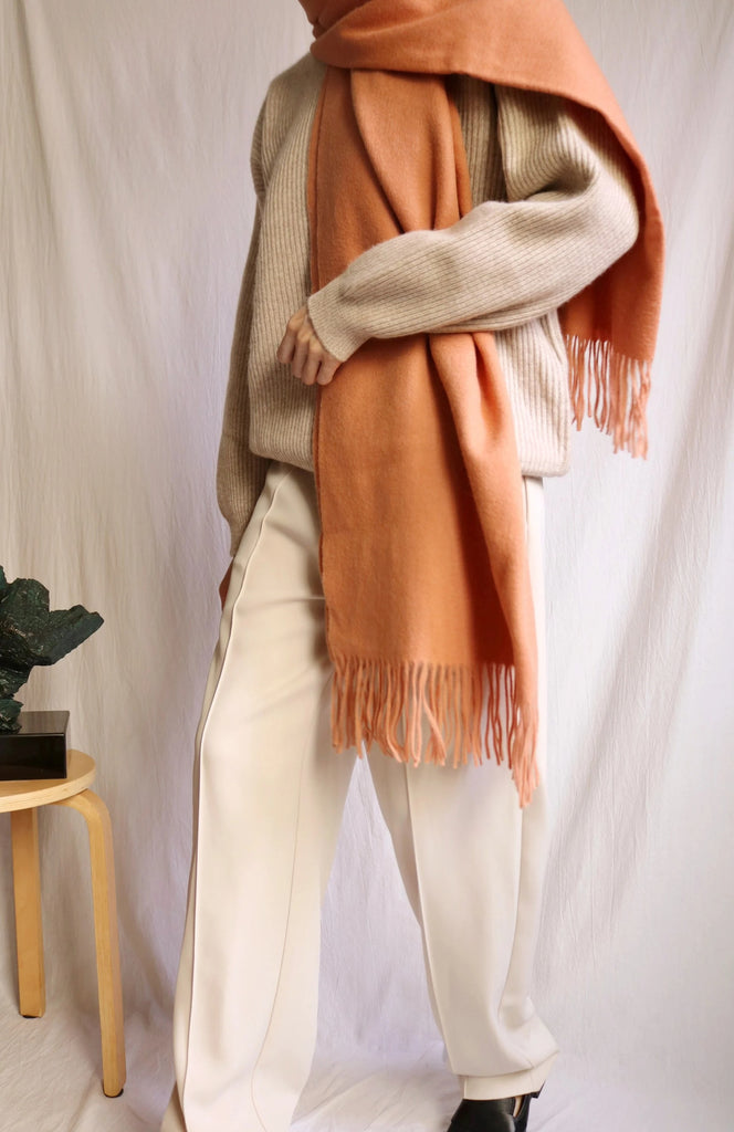 Lambswool scarf -Coral