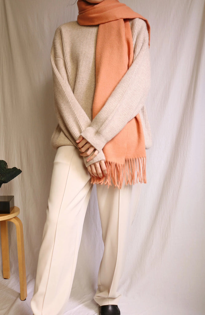 Lambswool scarf -Coral