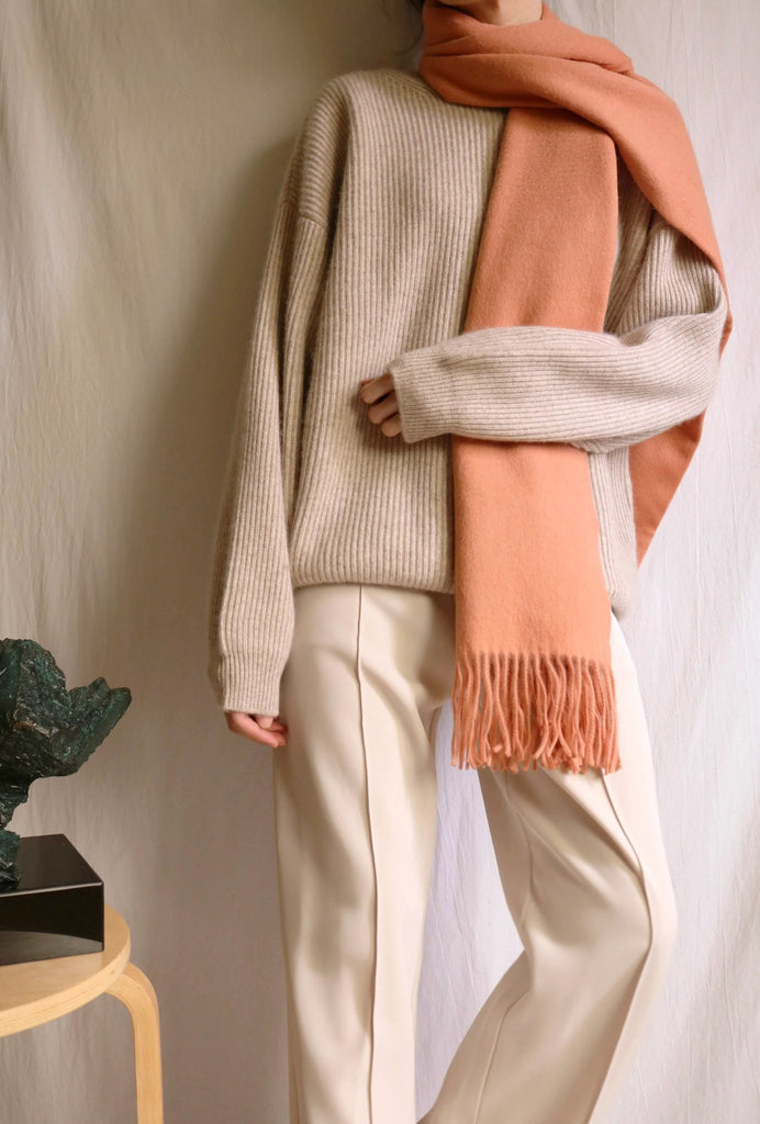 Lambswool scarf -Coral