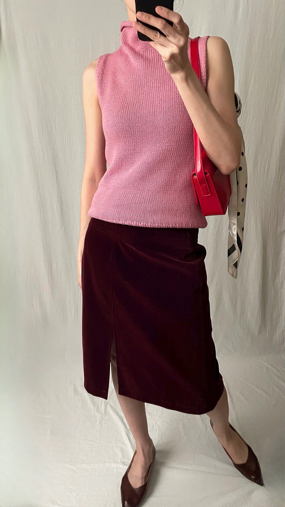 Vintage -Barbie pink knitted vest top