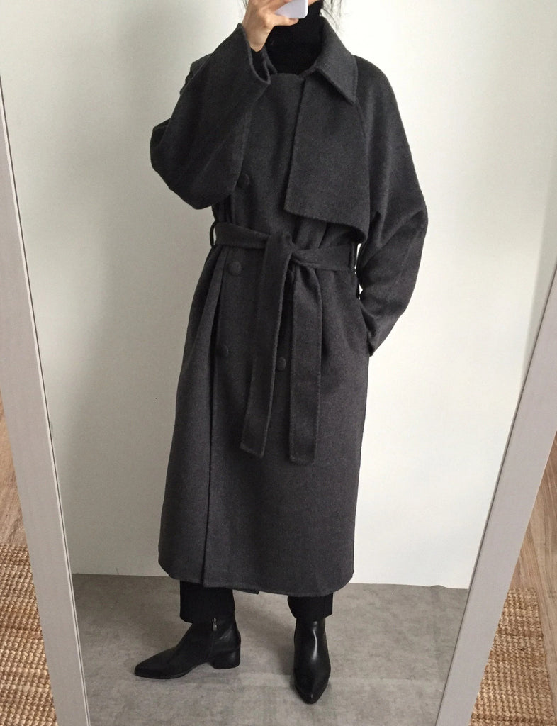 Mischa Coat -Heather charcoal/ maxi length