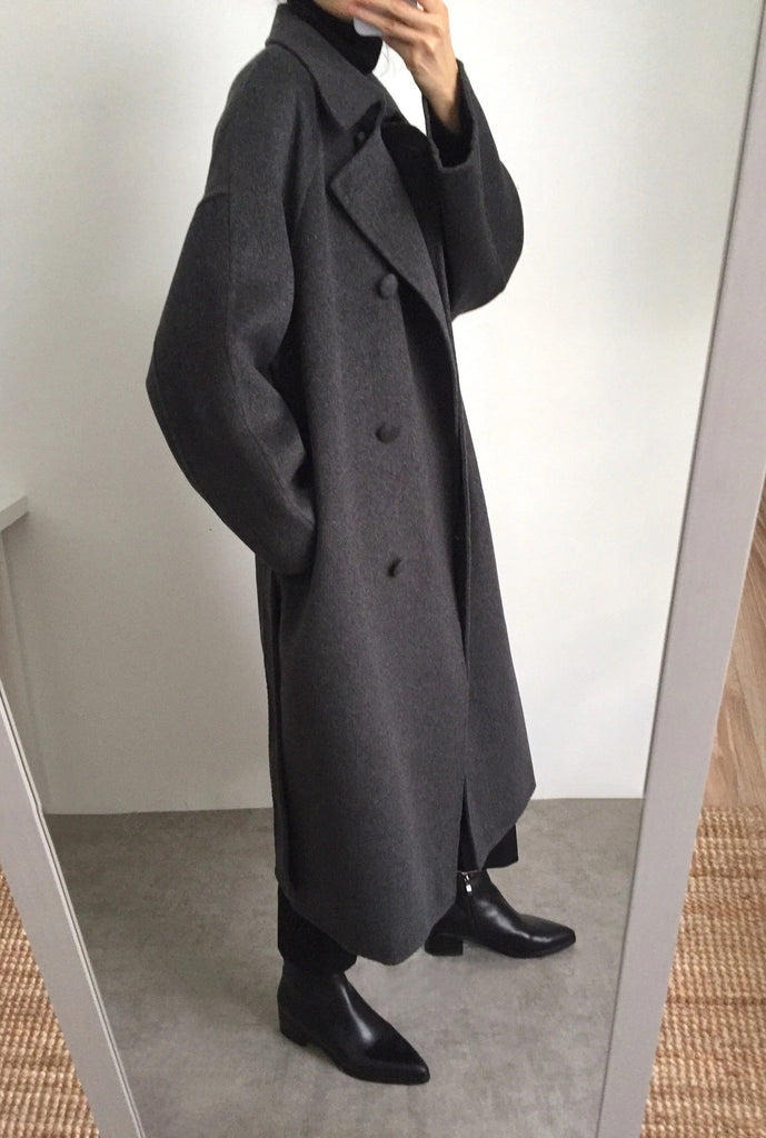 Mischa Coat -Heather charcoal/ maxi length