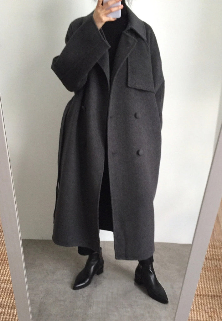 Mischa Coat -Heather charcoal/ maxi length