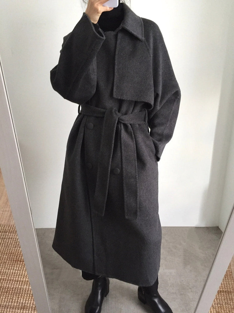 Mischa Coat -Heather charcoal/ maxi length