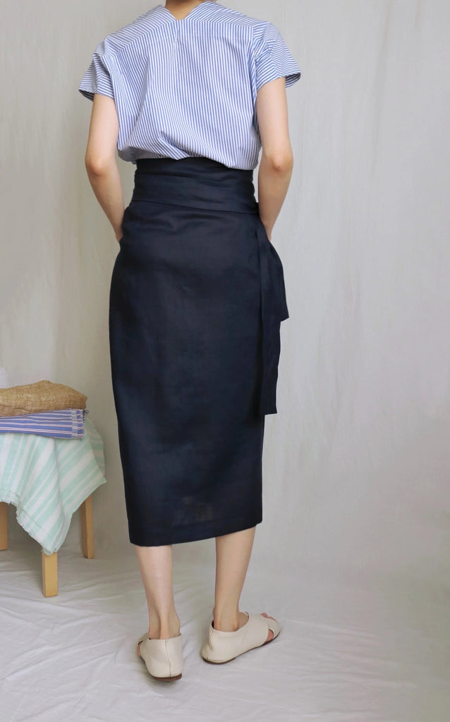 peintre wrap skirt- navy blue, 80 cm