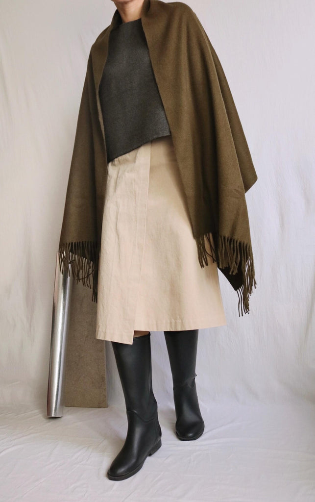Lambswool scarf- olive