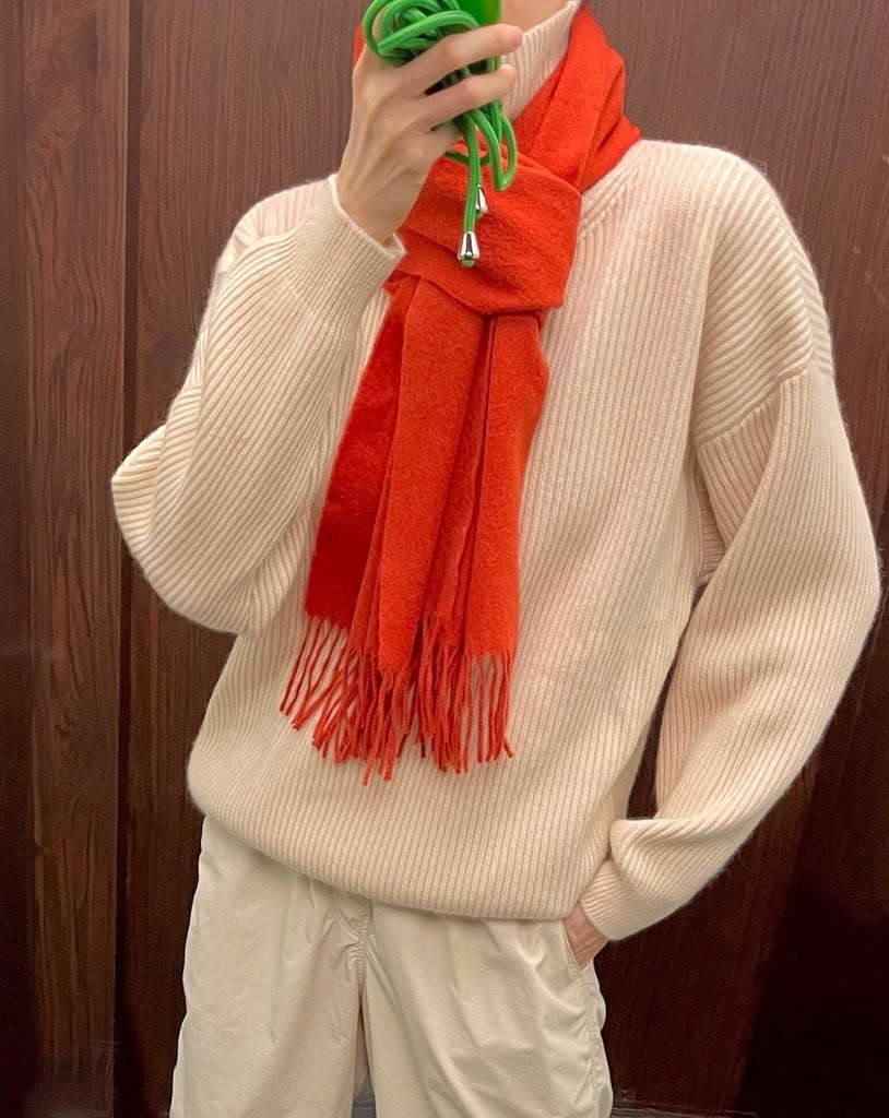 Lambswool scarf- scarlet red