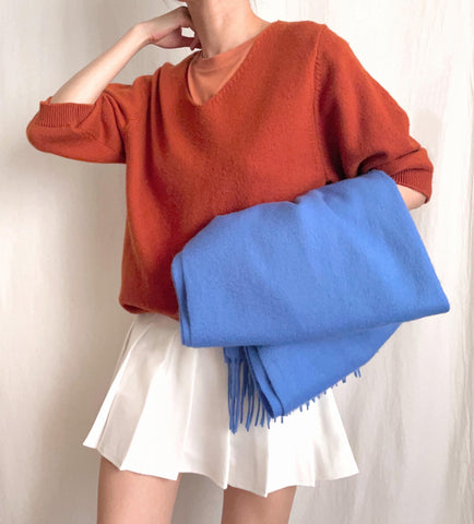 Lambswool scarf -Cerulean Blue
