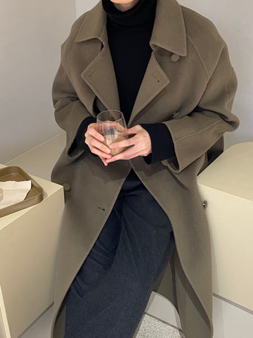 Mischa Coat -khaki olive/midi length