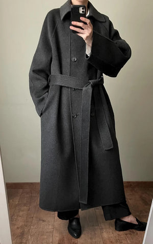 Mischa Coat -Heather charcoal/ maxi length