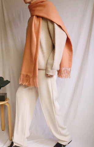 Lambswool scarf -Coral