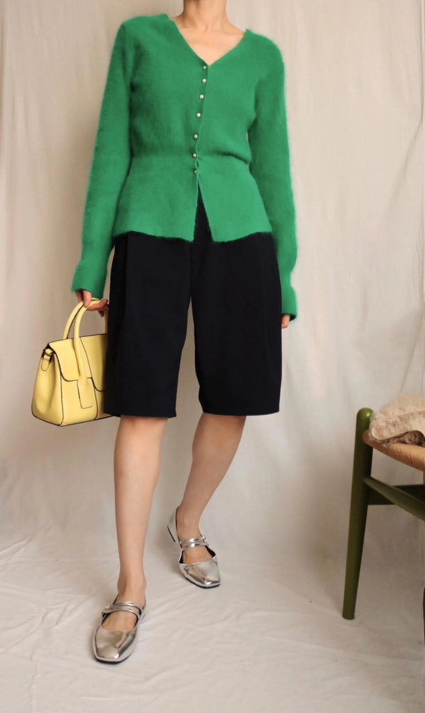 Vintage Bottega Green angora cardigan