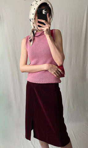 Vintage -Barbie pink knitted vest top