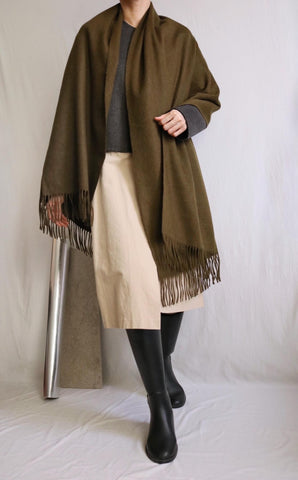 Lambswool scarf- olive