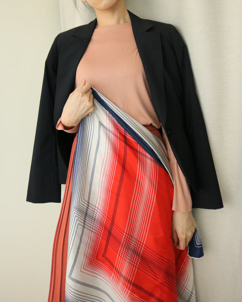 TRICOLOR SCARF (BRAND:ELIZABETH ROMA, European vintage)-sold out